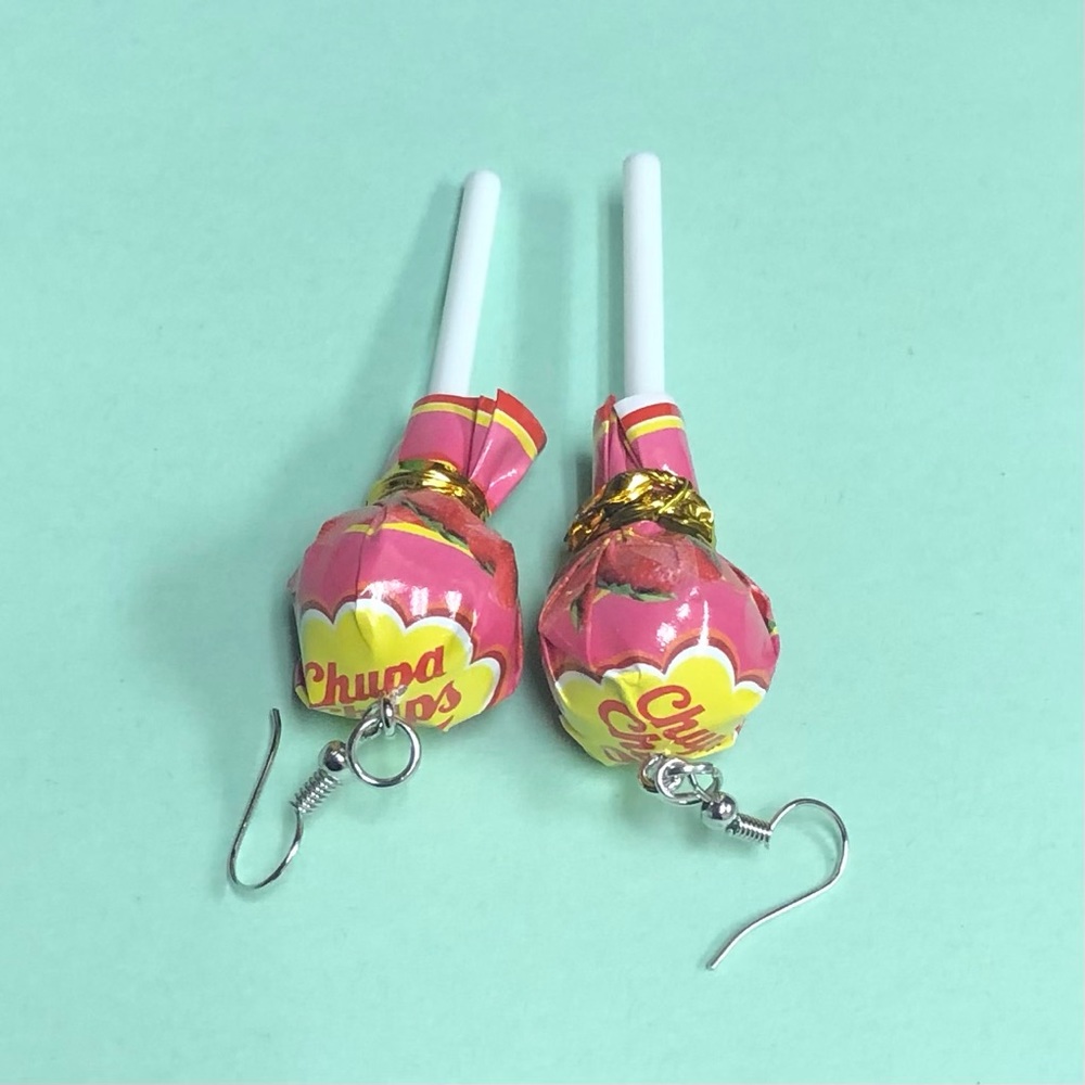 NEW✨ Chupa Chups Lollipop Earrings Miniature Realistic Lollipops Pink Strawberry